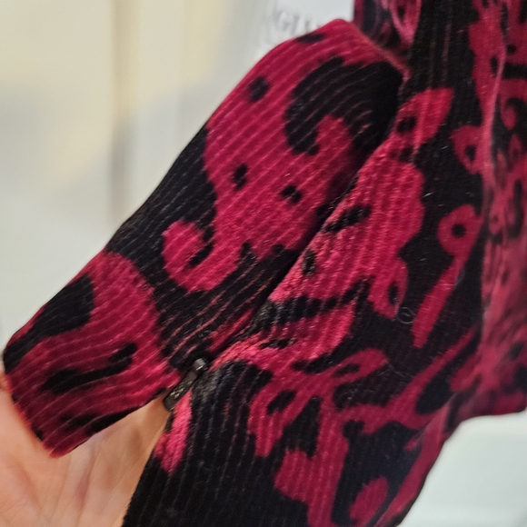 Gianni Floral Velvet Ribbed 90s Whimsigoth Grunge Silk Blend Top - Picture 4 of 7